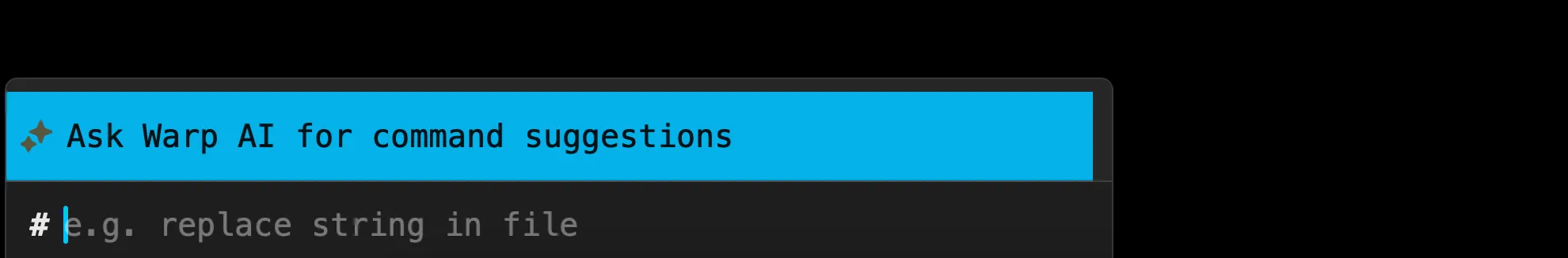 Typing '#' on the command line opens the suggestions interface